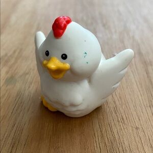 Fisher Price Little People White Farm Easter Chicken Yellow Feet Vintage 1999